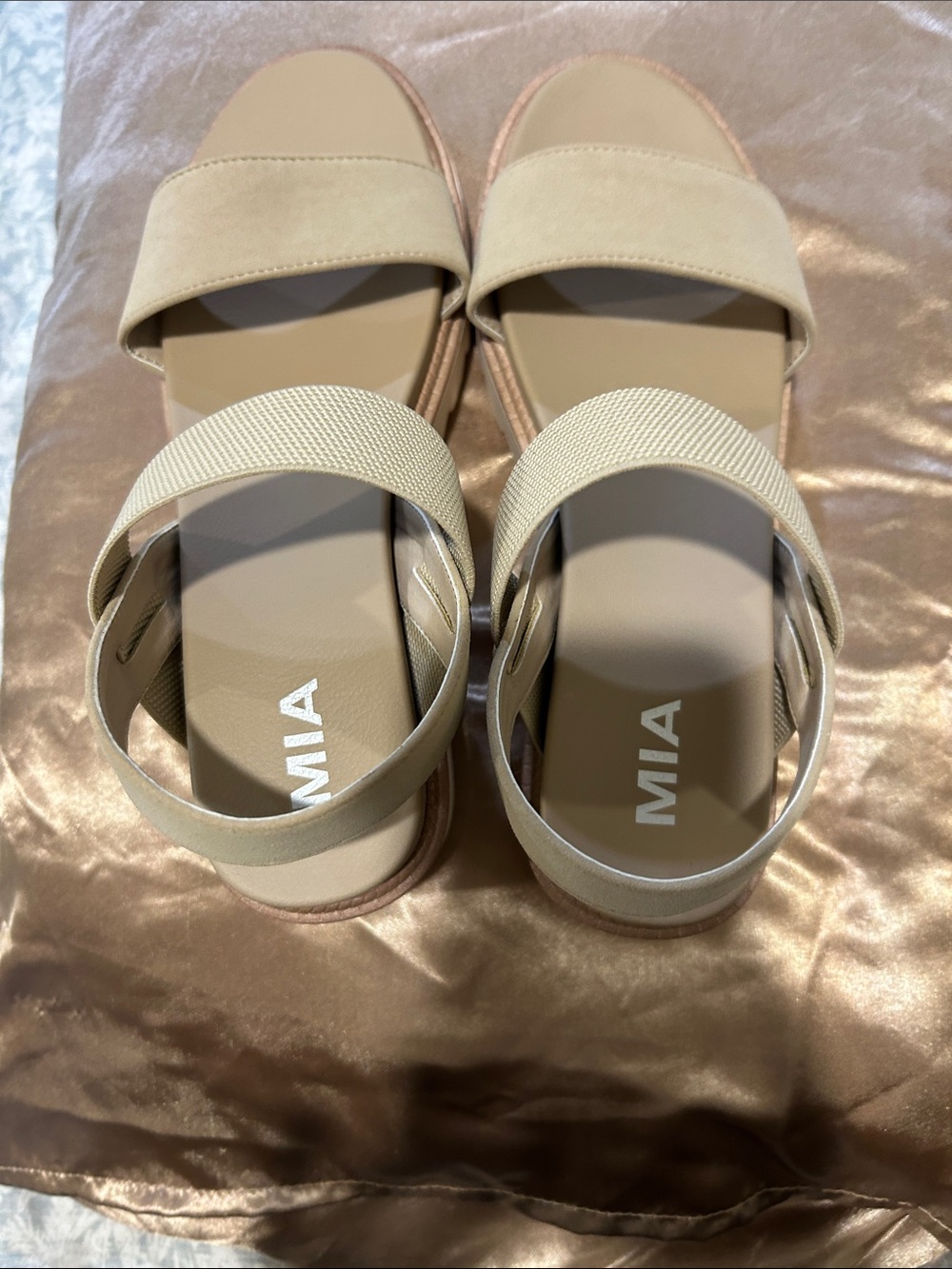 MIA Neutral Beige Double-Strap Sandals with Back Strap